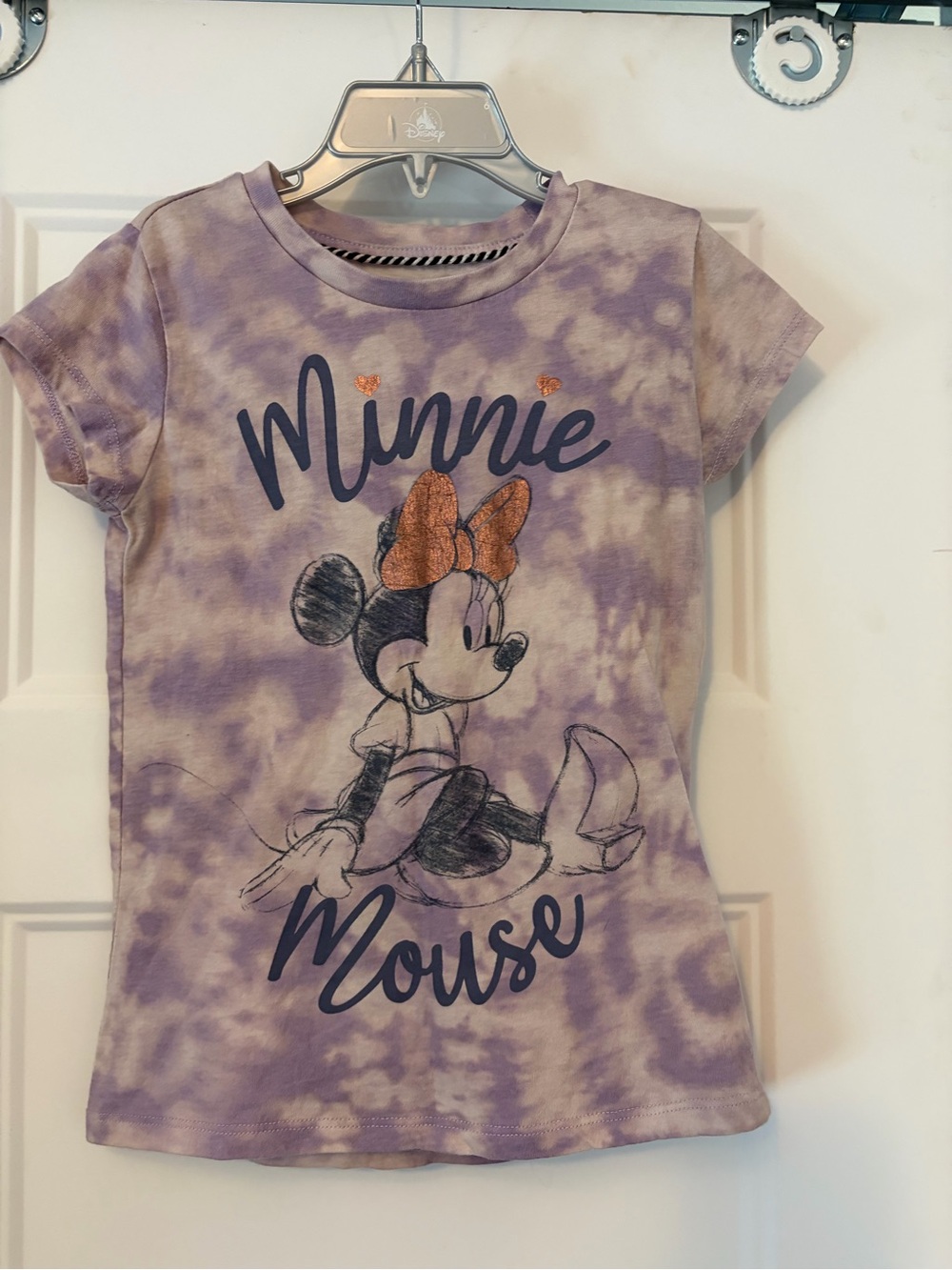 Disney Purple Tie-Dye Minnie Mouse Tee with Glitter Bow